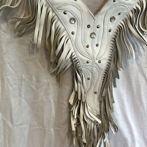 Ami Ali Womans Western Shirt White w Fringe Shirt One Size Fits All - Picture 4 of 6
